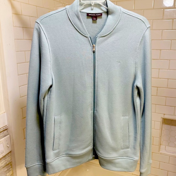 Michael Kors Full Zipper Sweater, Chambray, Blue Size Extra Large - Picture 2 of 11